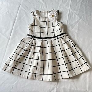 Janie and Jack Size 3 Girls White Black Windowpane Square pattern Dress